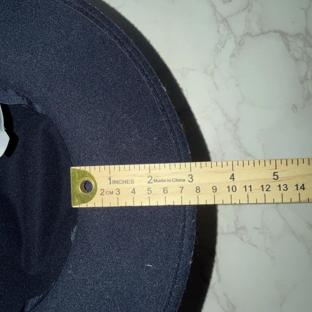 Fall Navy Felt Wide Brim Hat W/Brown Band By Janie and Jack For Kids 2-3T Preppy